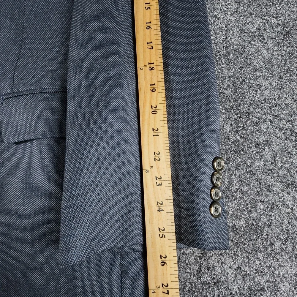 Lauren Ralph Lauren Mens‎ Textured Blue  Wool Blazer Sport Coat 48R EUC